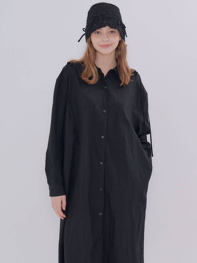 Ribbon Shirt Rayon Long Dress Black - METAPHER - BALAAN 5