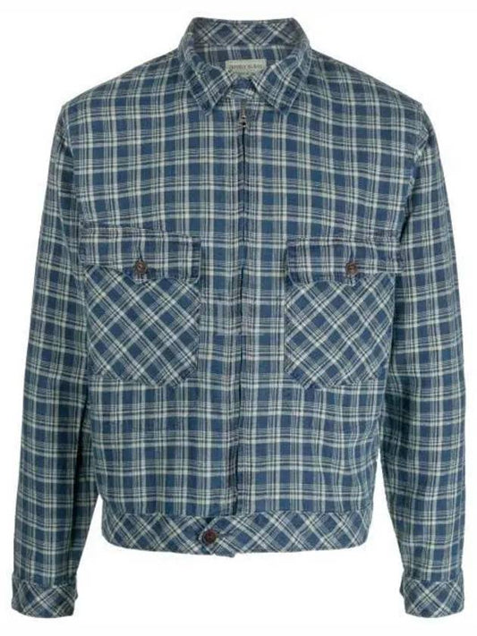 Double RL Indigo Check Linen Cotton Shirt Jacket Blue - POLO RALPH LAUREN - BALAAN 2
