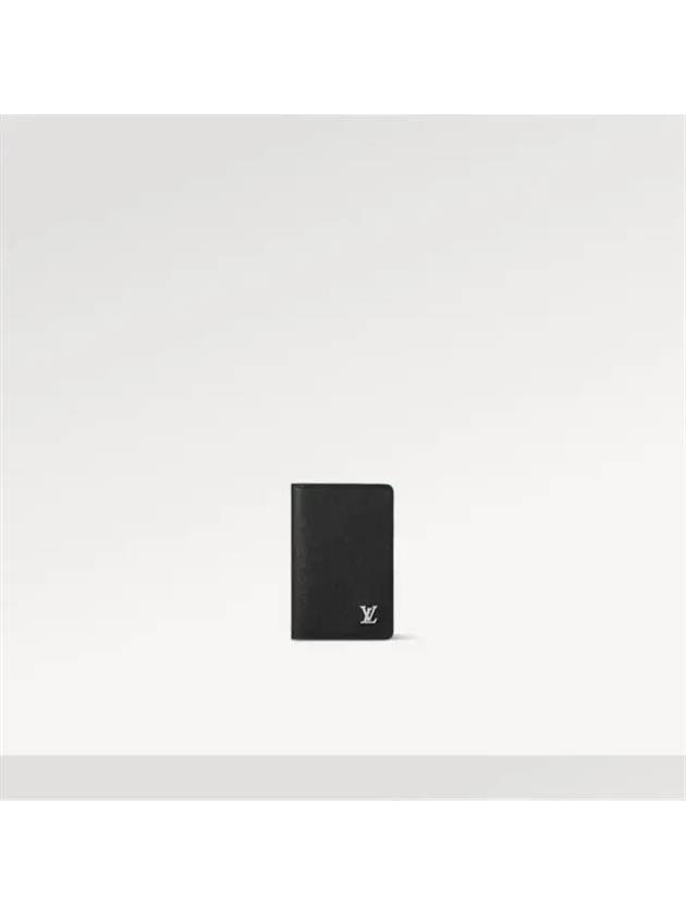 Pocket Organizer Taiga Leather Card Wallet Black - LOUIS VUITTON - BALAAN 2