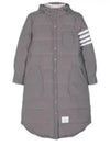 Downfilled Ripstop Classic 4 Striped Hoodie Down Long Padding Grey - THOM BROWNE - BALAAN 2