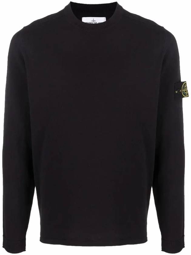 Wappen Patch Crew Neck Knit Top Navy - STONE ISLAND - BALAAN 3