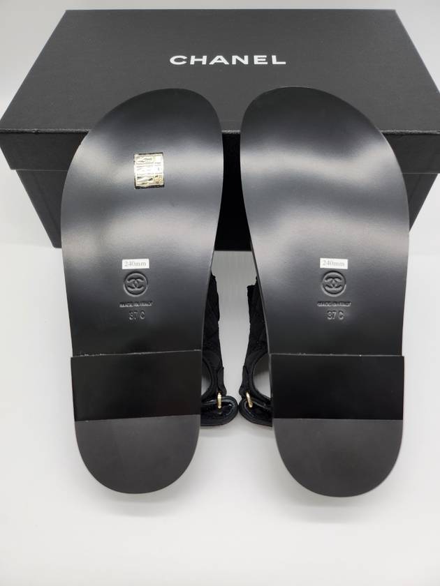 Women's Ribbon Velcro Sandals Black - CHANEL - BALAAN.