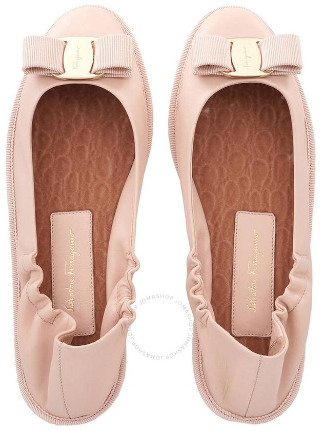 Salvatore Barina Leather Ballerina Pink - SALVATORE FERRAGAMO - BALAAN 4