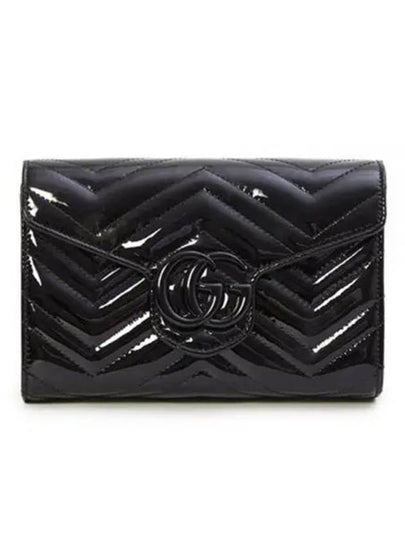 GG Marmont Matelasse Patent Mini Bag Black - GUCCI - BALAAN 2