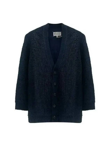 Textured V Neck Cardigan Navy - MAISON MARGIELA - BALAAN 1