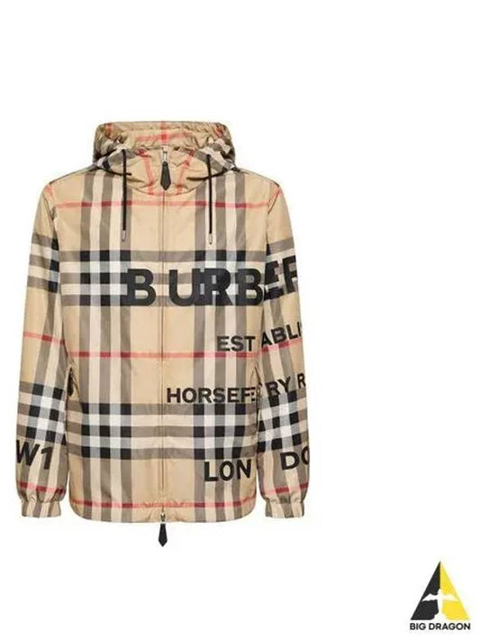 Men's Horseferry Print Check Hoodie Zip-up Beige - BURBERRY - BALAAN 2