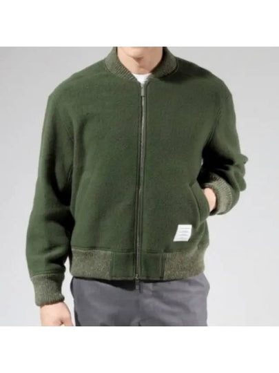 Fleece Stripe Wool Bomber Jacket Dark Green - THOM BROWNE - BALAAN 2