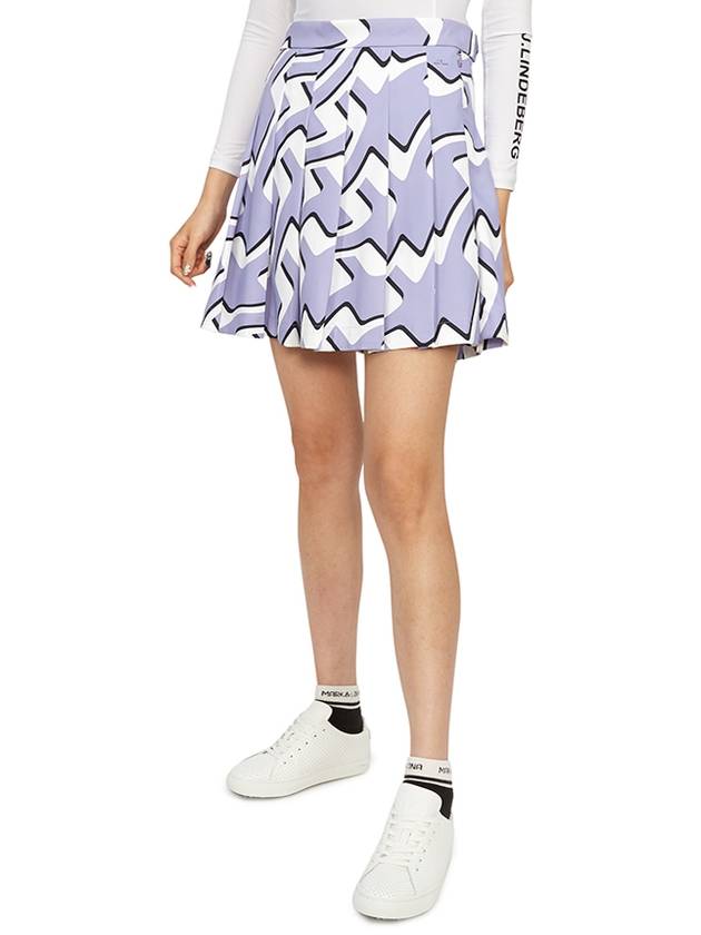 Women's Adina Print Pleat Skirt Purple - J.LINDEBERG - BALAAN 6