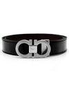 Double Gancini Reversible Leather Belt Black Auburn - SALVATORE FERRAGAMO - BALAAN 3