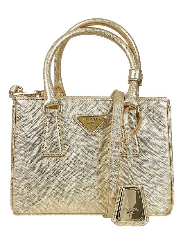 Galleria Saffiano Leather Mini Tote Bag Gold - PRADA - BALAAN 2