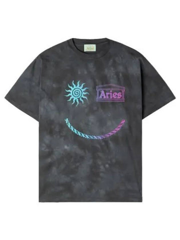 Aries Grunge Happy Dude T Shirt Gray Short Sleeve Tee - ARIES - BALAAN 1