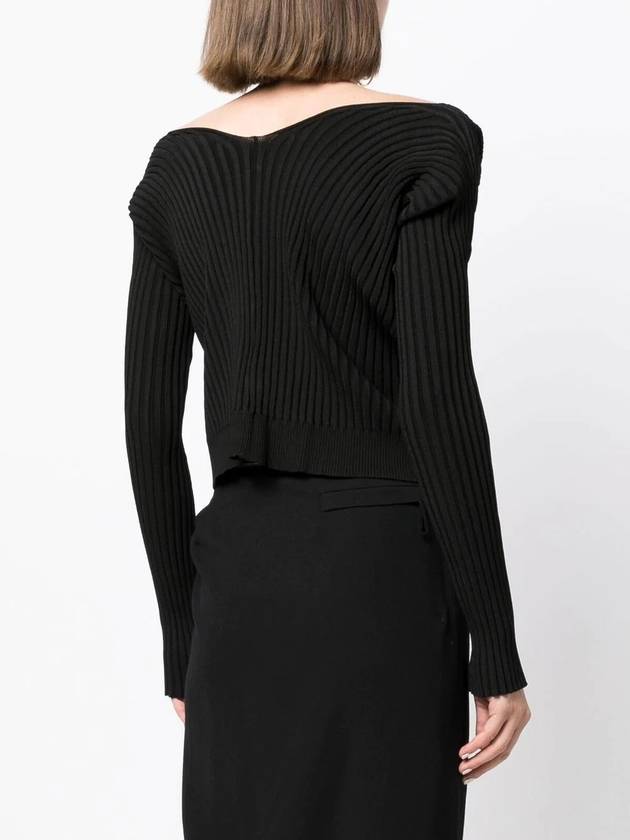 La Maille Pralu Longue Micro Charm Logo Cardigan Black - JACQUEMUS - BALAAN 4