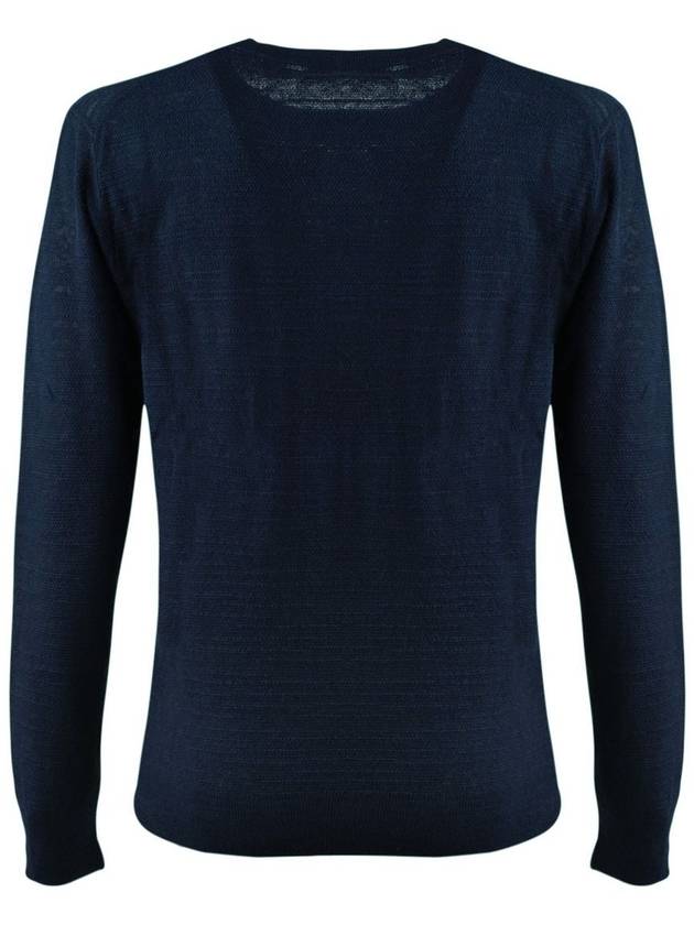 Ralph Lauren Navy Blue Cotton-Linen Blend Crew Neck Sweater - RALPH LAUREN - BALAAN 2