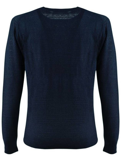 Ralph Lauren Navy Blue Cotton-Linen Blend Crew Neck Sweater - RALPH LAUREN - BALAAN 2