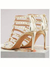 Lovestud Metallic Sandals Heel Gold - VALENTINO - BALAAN.