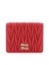 Matelasse Leather Half Wallet Red - MIU MIU - BALAAN 1