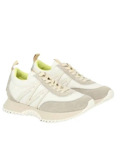 Women's Pacey Nylon Suede Leather Low Top Sneakers White Beige - MONCLER - BALAAN 2