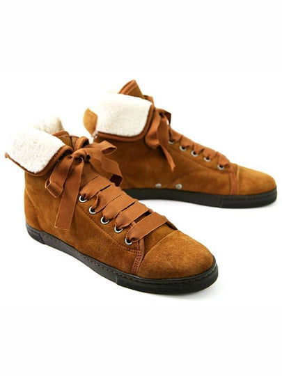 Fleece High Top Sneakers Camel - LANVIN - BALAAN 2