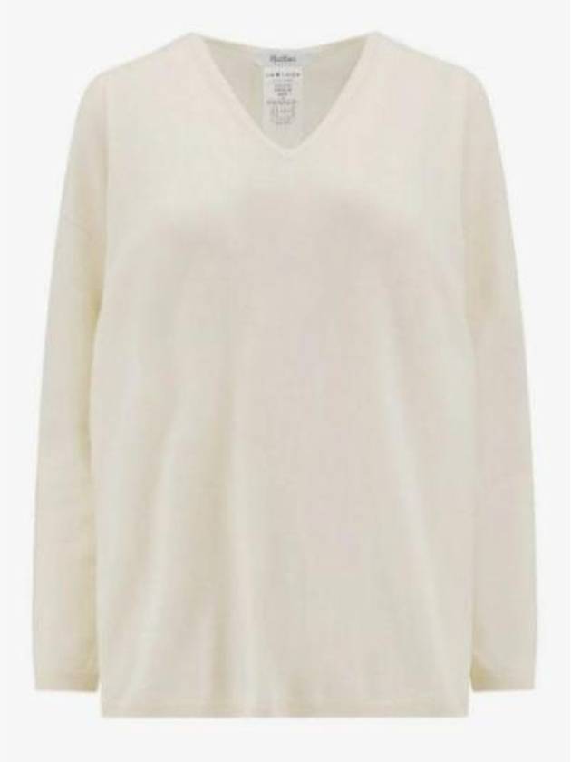 Freccia V-neck Cashmere Knit Top White - MAX MARA - BALAAN 2