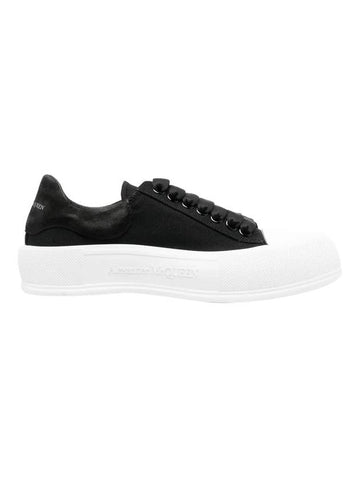 Deck Plimsoll Lace-Up Low-Top Sneakers Black - ALEXANDER MCQUEEN - BALAAN 1