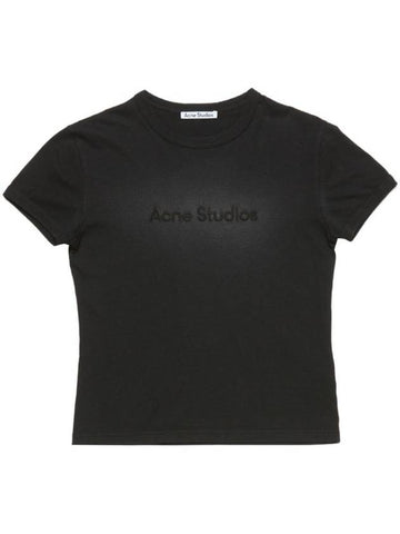 Embroidered Logo Short Sleeve T-Shirt Black - ACNE STUDIOS - BALAAN 1