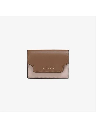 Saffiano Leather Tri-fold Half Wallet Brown - MARNI - BALAAN 2