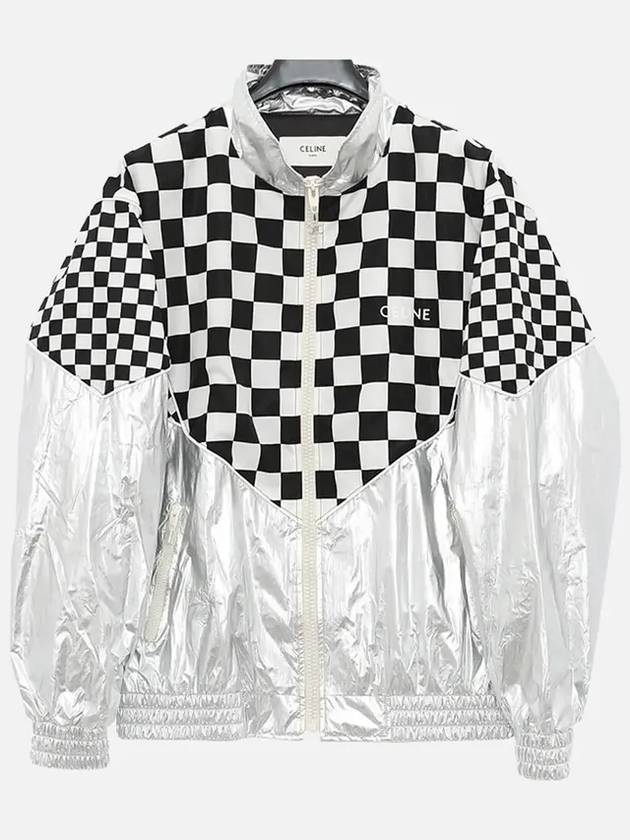 Check Metallic Loose Fit Nylon Jacket Black White - CELINE - BALAAN 3