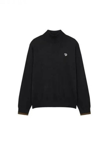 PS zebra patch roll neck knit black 270766 - PAUL SMITH - BALAAN 1