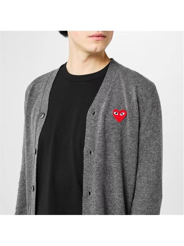 Cardigan Gray Red Heart Waffen V neck AZ N008 051 3 P1 - COMME DES GARCONS - BALAAN 2