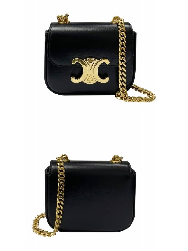 Triomphe Chain Shiny Calfskin Small Cross Bag Black - CELINE - BALAAN 5