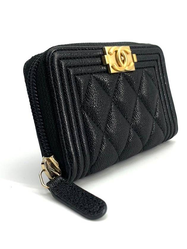 Boy gold logo zipper card wallet - CHANEL - BALAAN 3