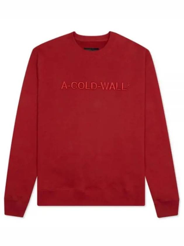 Lettering logo embroidery crew neck sweatshirt deep red men 238920 - A-COLD-WALL - BALAAN 1