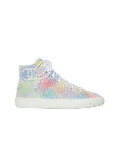 Embroidered CC Logo Fabric High-Top Sneakers - CHANEL - BALAAN 1