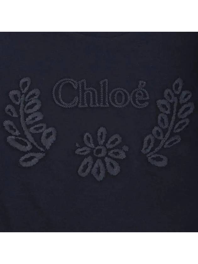 Kids Embroidered Logo Long Sleeve T Shirt Navy - CHLOE - BALAAN 3