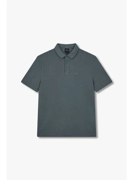 Men s Mini Logo Pique Polo Shirt Dark Green - ARMANI EXCHANGE - BALAAN 1