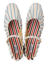 Striped Pattern Silk Ballerina Flat Shoes - THOM BROWNE - BALAAN 3