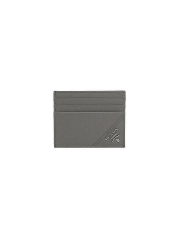 Saffiano Leather Card Wallet Marble Grey - PRADA - BALAAN 1