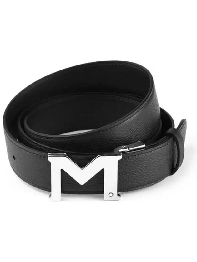 M Buckle Reversible Leather Belt Black - MONTBLANC - BALAAN 6