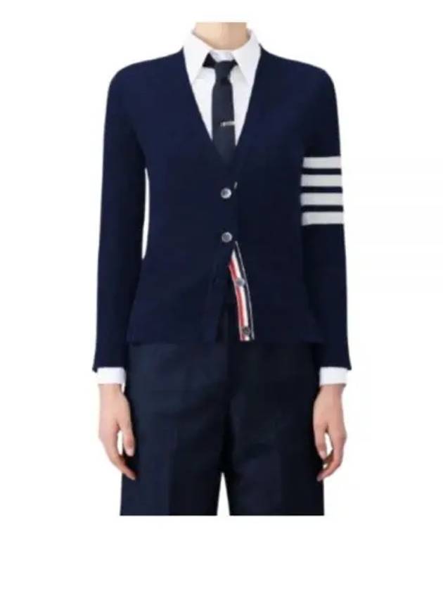 4-Bar V-Neck Cashmere Cardigan Navy - THOM BROWNE - BALAAN 2