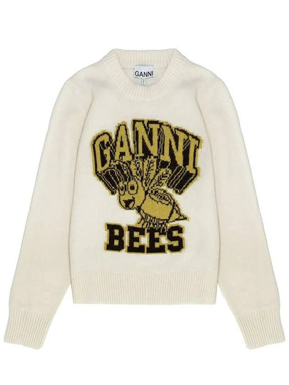 Women's Logo Intarsia Knit Top Off White - GANNI - BALAAN 2