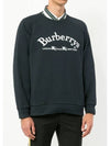 Embroidered Logo Casual Sweatshirt Navy Blue - BURBERRY - BALAAN 3