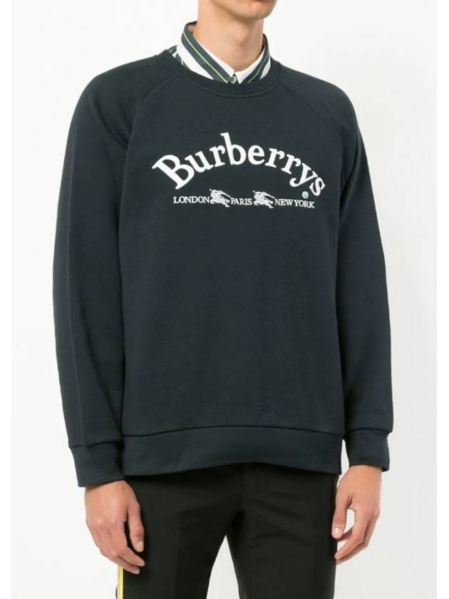 Embroidered Logo Casual Sweatshirt Navy Blue - BURBERRY - BALAAN.