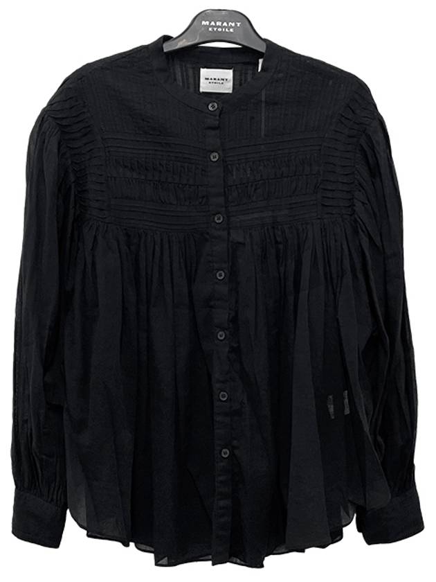 Plalia Cotton Blouse Black - ISABEL MARANT ETOILE - BALAAN 3