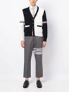 Funmix Cotton ArmBand V-Neck Cardigan White Navy - THOM BROWNE - BALAAN 8