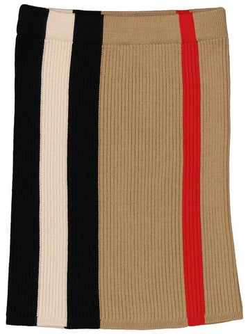 Burberry Girls Archive Beige Icon-Stripe Knitted Skirt, Size 6 - BURBERRY - BALAAN 1