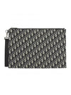 Oblique Jacquard A4 Pouch Clutch Bag Beige Black - DIOR - BALAAN 1