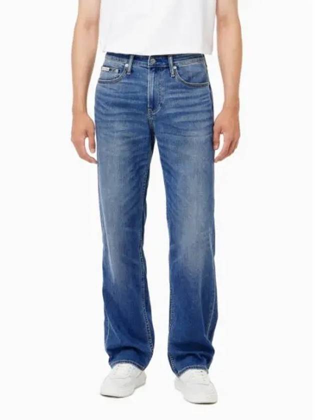 Jeans 90S Straight Fit Stone Wash Denim Jeans Mid Blue - CALVIN KLEIN - BALAAN 1