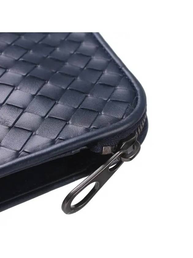 Intrecciato Weaving Zipper Medium Clutch Bag  Navy - BOTTEGA VENETA - BALAAN 4