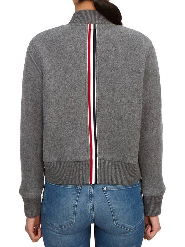 Striped Wool Fleece Bomber Jacket Grey - THOM BROWNE - BALAAN 3