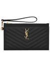 Cassandre Matelasse Large Zipped Clutch Bag Black - SAINT LAURENT - BALAAN 1